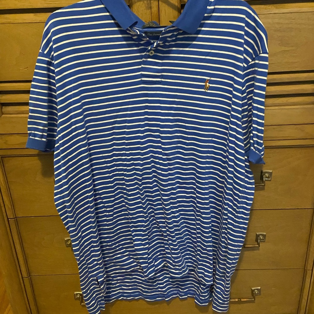 Blue and white Polo